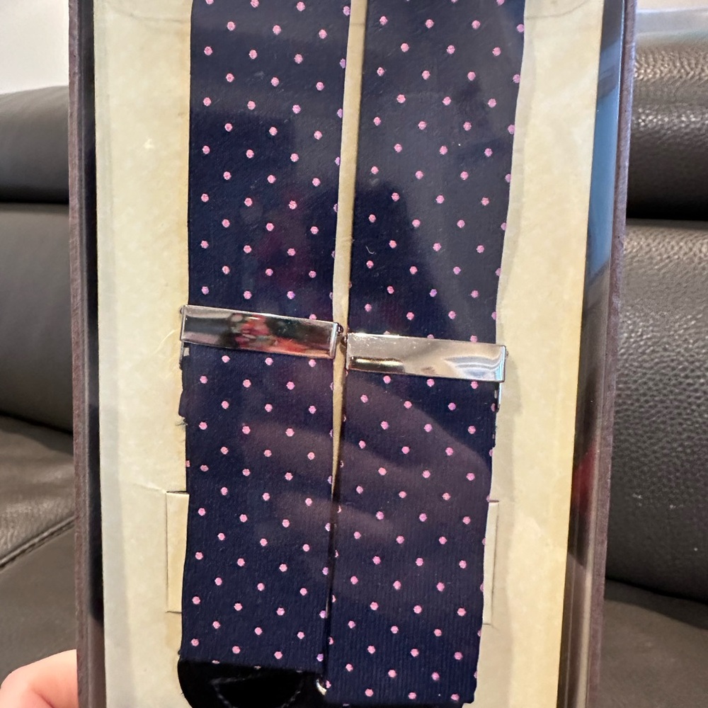 Trafalgar Navy and Pink Polka Dot Suspenders